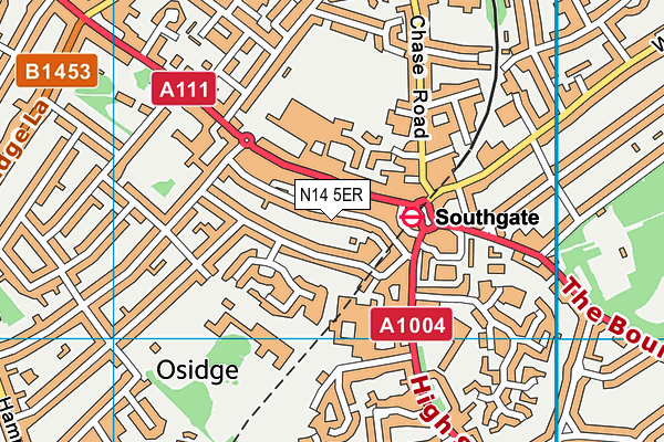 N14 5ER map - OS VectorMap District (Ordnance Survey)