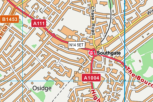 N14 5ET map - OS VectorMap District (Ordnance Survey)