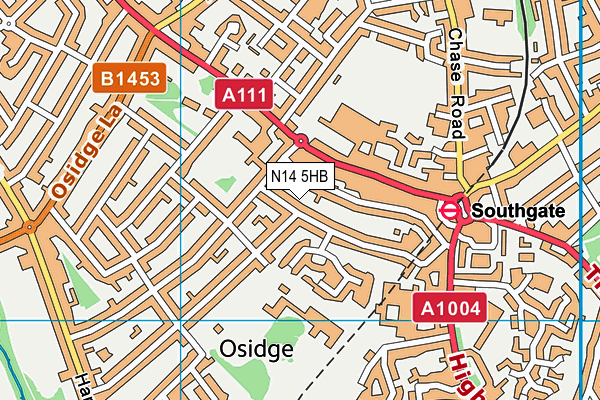 N14 5HB map - OS VectorMap District (Ordnance Survey)