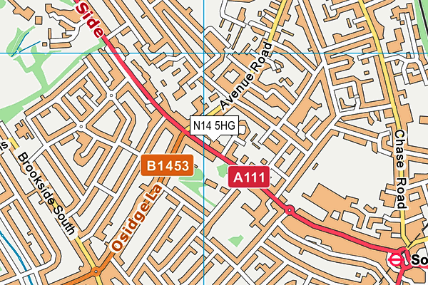 N14 5HG map - OS VectorMap District (Ordnance Survey)