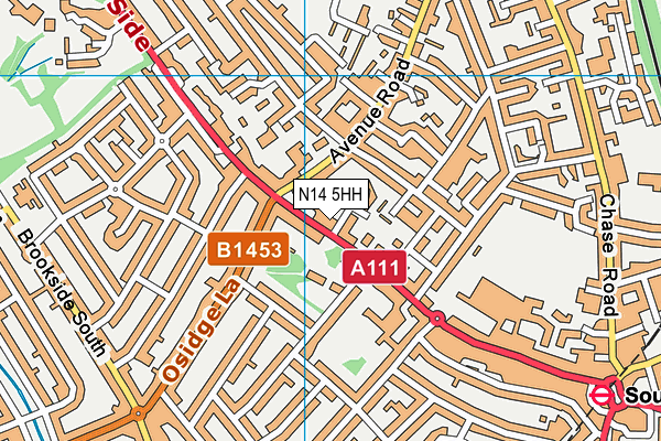 N14 5HH map - OS VectorMap District (Ordnance Survey)