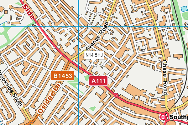 N14 5HJ map - OS VectorMap District (Ordnance Survey)