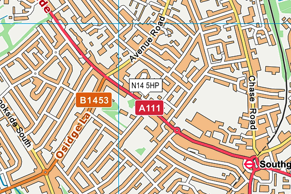 N14 5HP map - OS VectorMap District (Ordnance Survey)