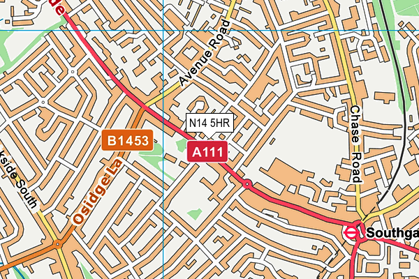 N14 5HR map - OS VectorMap District (Ordnance Survey)