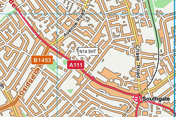 N14 5HT map - OS VectorMap District (Ordnance Survey)