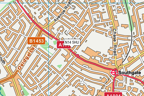 N14 5HU map - OS VectorMap District (Ordnance Survey)