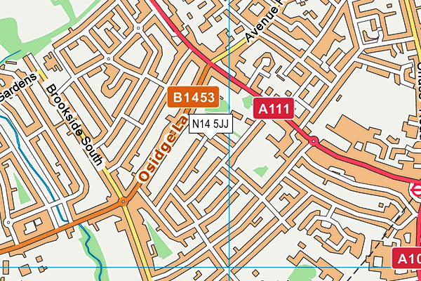 N14 5JJ map - OS VectorMap District (Ordnance Survey)