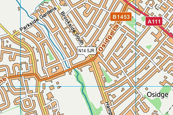 N14 5JR map - OS VectorMap District (Ordnance Survey)