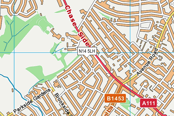 N14 5LH map - OS VectorMap District (Ordnance Survey)