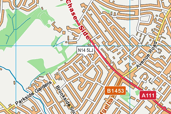 N14 5LJ map - OS VectorMap District (Ordnance Survey)