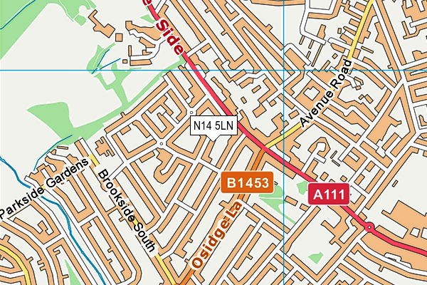 N14 5LN map - OS VectorMap District (Ordnance Survey)