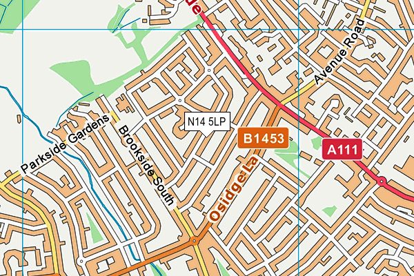 N14 5LP map - OS VectorMap District (Ordnance Survey)