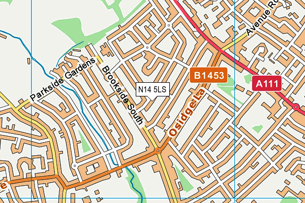 N14 5LS map - OS VectorMap District (Ordnance Survey)