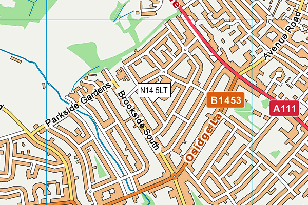 N14 5LT map - OS VectorMap District (Ordnance Survey)