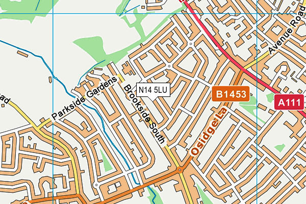 N14 5LU map - OS VectorMap District (Ordnance Survey)