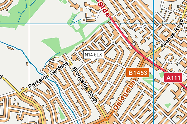 N14 5LX map - OS VectorMap District (Ordnance Survey)