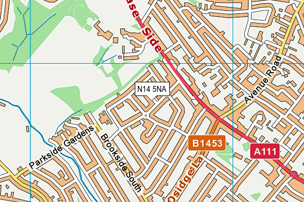 N14 5NA map - OS VectorMap District (Ordnance Survey)