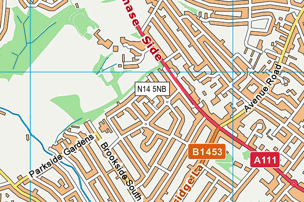 N14 5NB map - OS VectorMap District (Ordnance Survey)