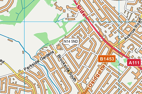 N14 5ND map - OS VectorMap District (Ordnance Survey)
