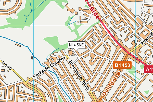 N14 5NE map - OS VectorMap District (Ordnance Survey)