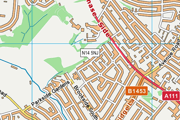 N14 5NJ map - OS VectorMap District (Ordnance Survey)