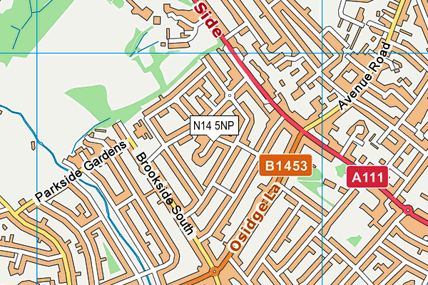 N14 5NP map - OS VectorMap District (Ordnance Survey)