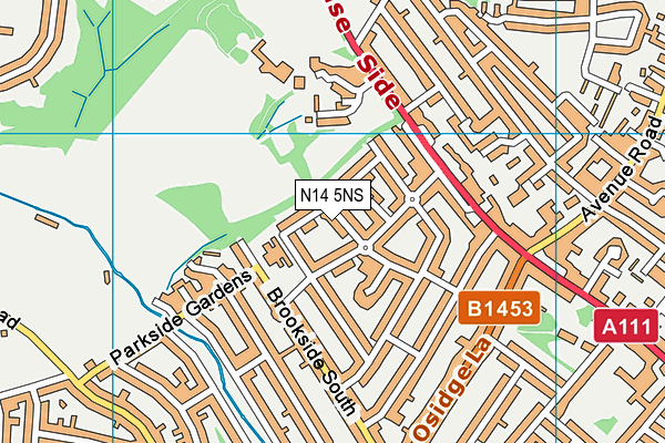 N14 5NS map - OS VectorMap District (Ordnance Survey)