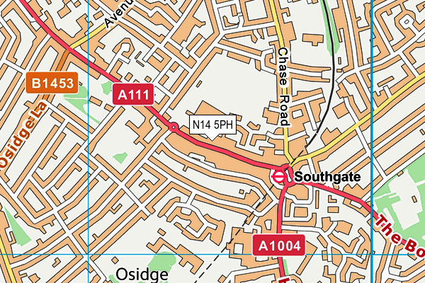 N14 5PH map - OS VectorMap District (Ordnance Survey)