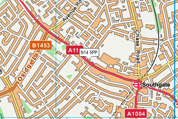 N14 5PP map - OS VectorMap District (Ordnance Survey)