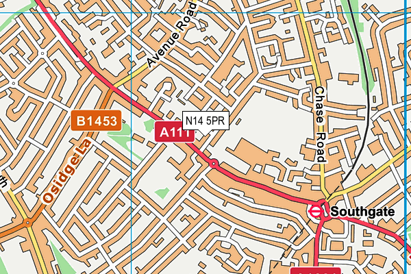 N14 5PR map - OS VectorMap District (Ordnance Survey)
