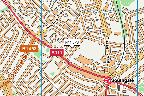 N14 5PS map - OS VectorMap District (Ordnance Survey)