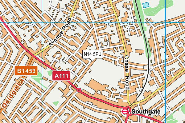 N14 5PU map - OS VectorMap District (Ordnance Survey)