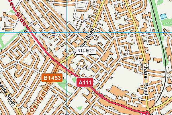 N14 5QG map - OS VectorMap District (Ordnance Survey)