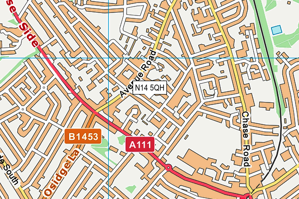 N14 5QH map - OS VectorMap District (Ordnance Survey)