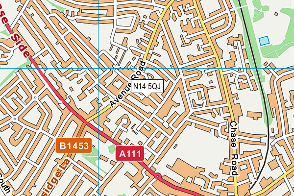 N14 5QJ map - OS VectorMap District (Ordnance Survey)