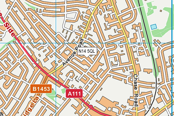 N14 5QL map - OS VectorMap District (Ordnance Survey)
