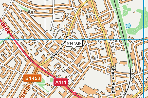 N14 5QN map - OS VectorMap District (Ordnance Survey)