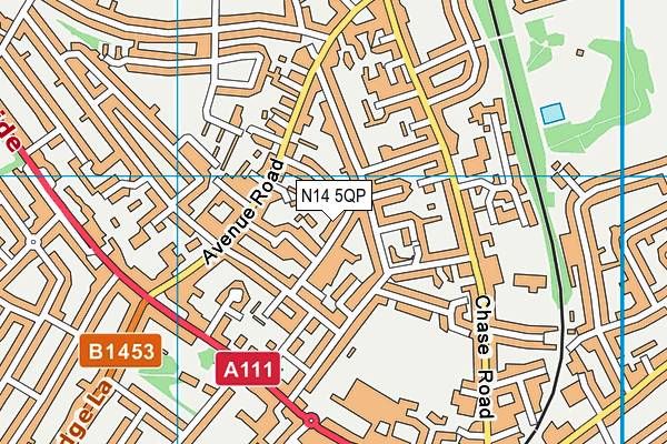 N14 5QP map - OS VectorMap District (Ordnance Survey)