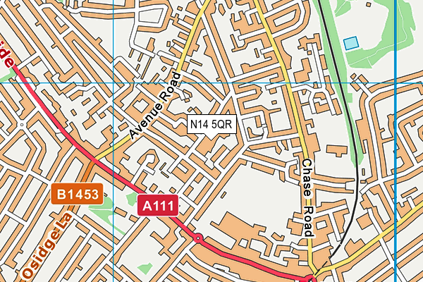 N14 5QR map - OS VectorMap District (Ordnance Survey)