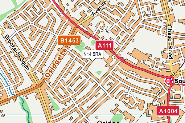 N14 5RA map - OS VectorMap District (Ordnance Survey)