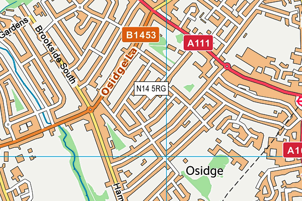 N14 5RG map - OS VectorMap District (Ordnance Survey)