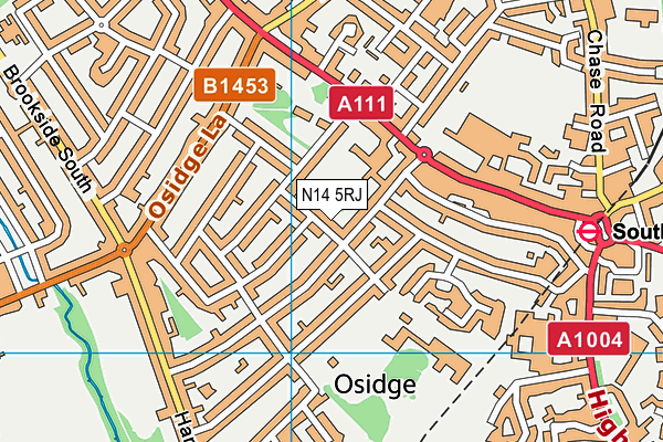 Ashmole Academy map (N14 5RJ) - OS VectorMap District (Ordnance Survey)