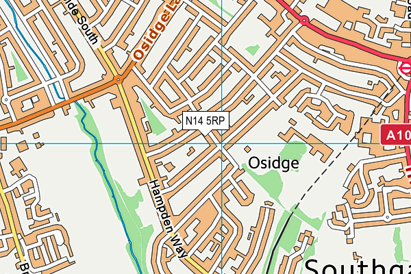 N14 5RP map - OS VectorMap District (Ordnance Survey)