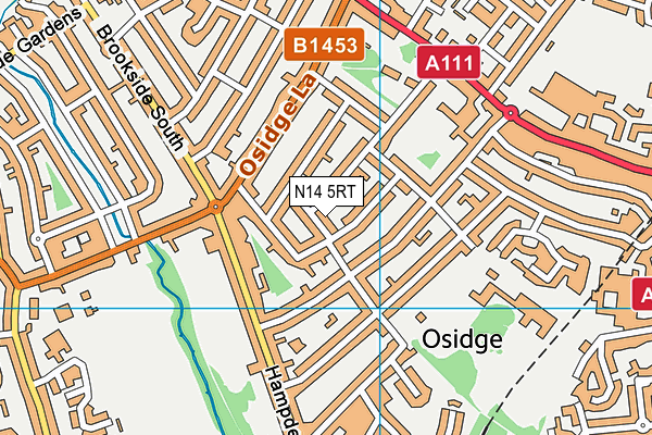 N14 5RT map - OS VectorMap District (Ordnance Survey)