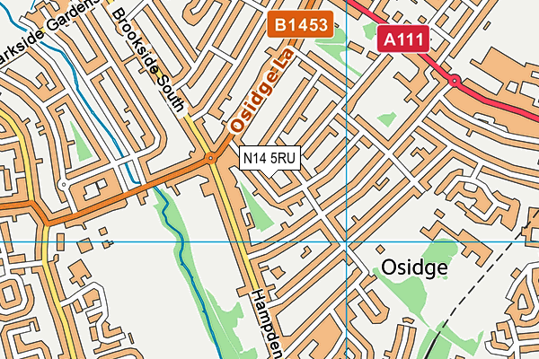 N14 5RU map - OS VectorMap District (Ordnance Survey)