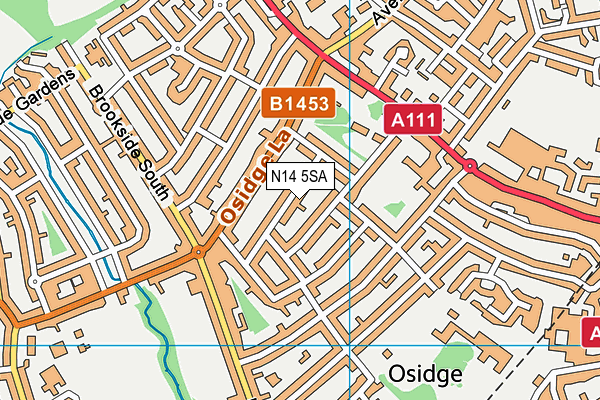 N14 5SA map - OS VectorMap District (Ordnance Survey)