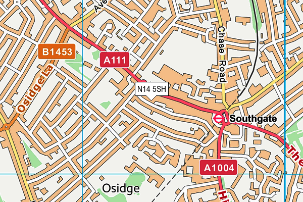 N14 5SH map - OS VectorMap District (Ordnance Survey)