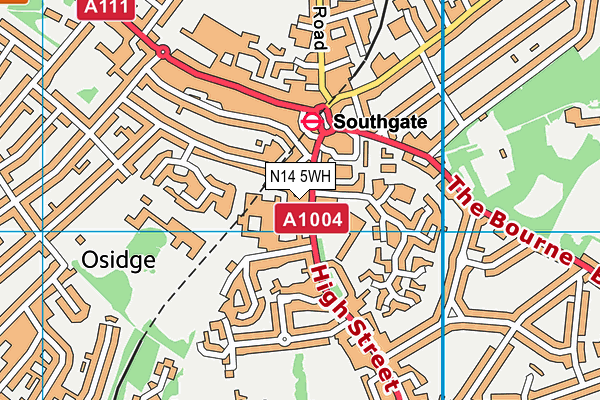 N14 5WH map - OS VectorMap District (Ordnance Survey)