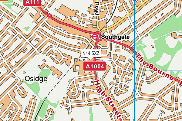 N14 5XZ map - OS VectorMap District (Ordnance Survey)