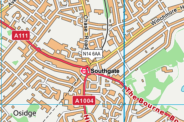Puregym (London Southgate) map (N14 6AA) - OS VectorMap District (Ordnance Survey)